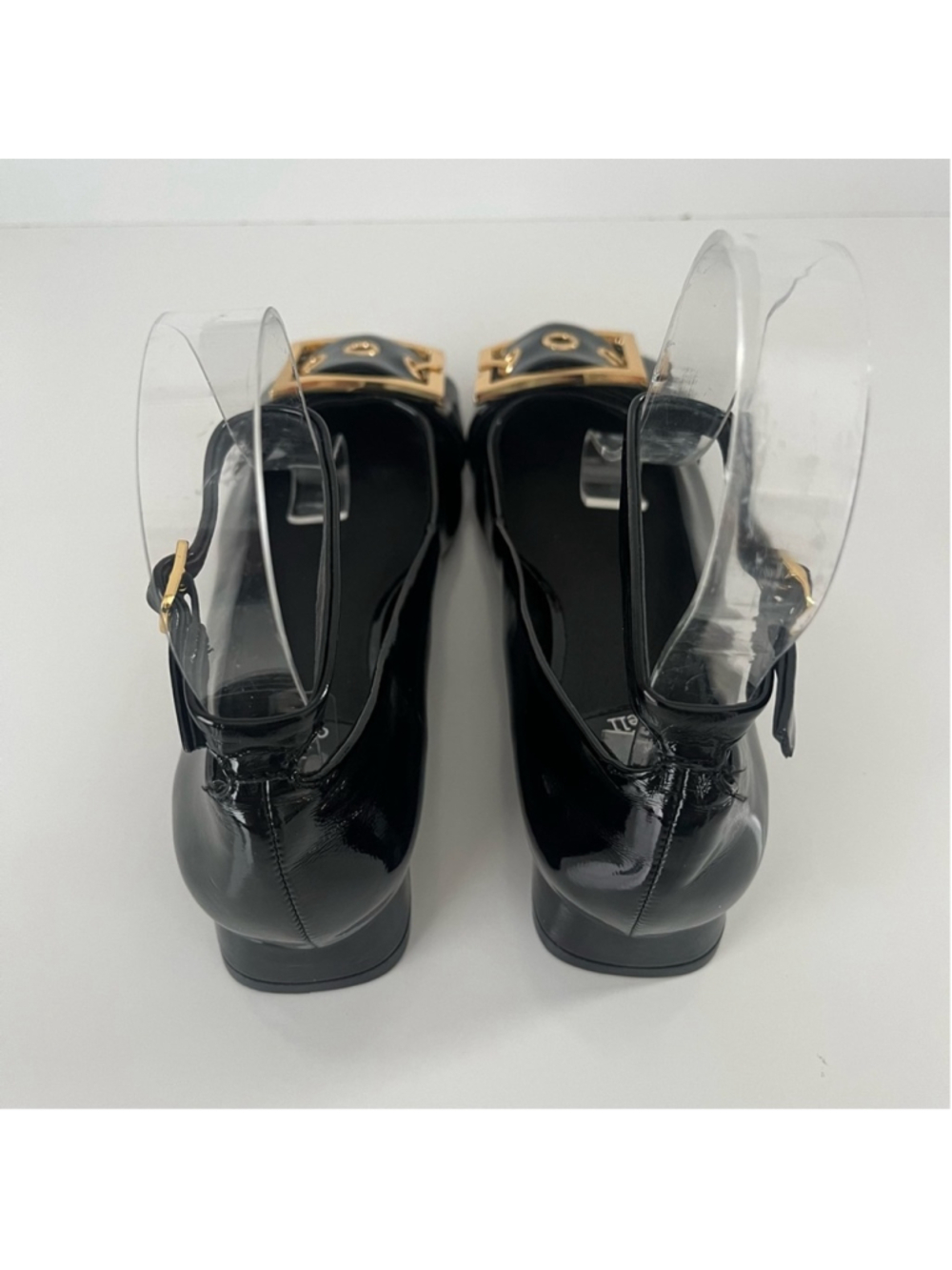 Jeffrey Campbell So Cute Ankle Strap Ballet Flat Square Toe Crinkle Patent Black - Picture 10 of 16
